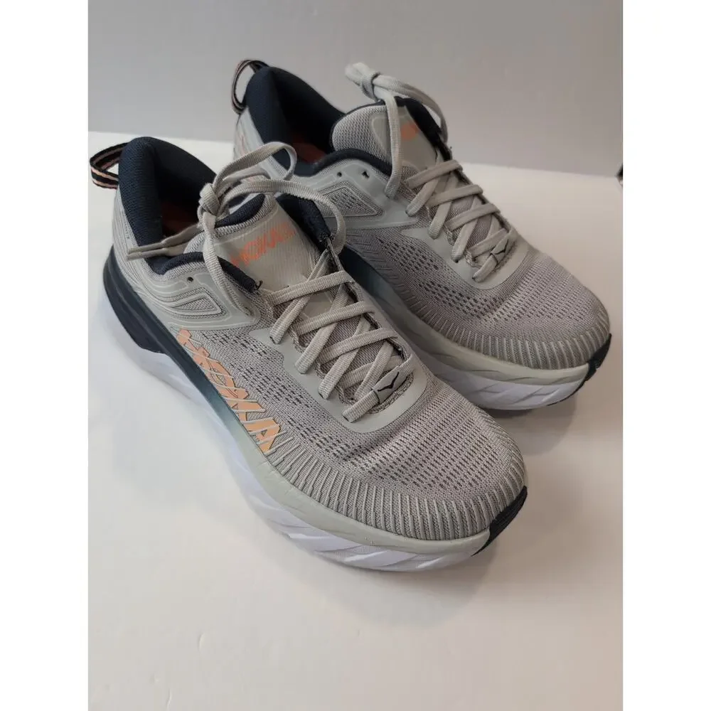 Hoka One One Bondi 7 Women's Size 8.5D Running Shoes Lunar Rock Iris Comfort